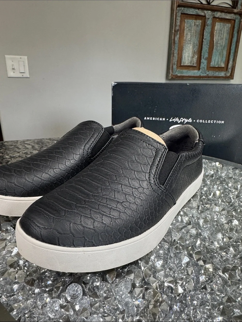 Dr. Scholl's Black Slip-On Loafers with White Sole